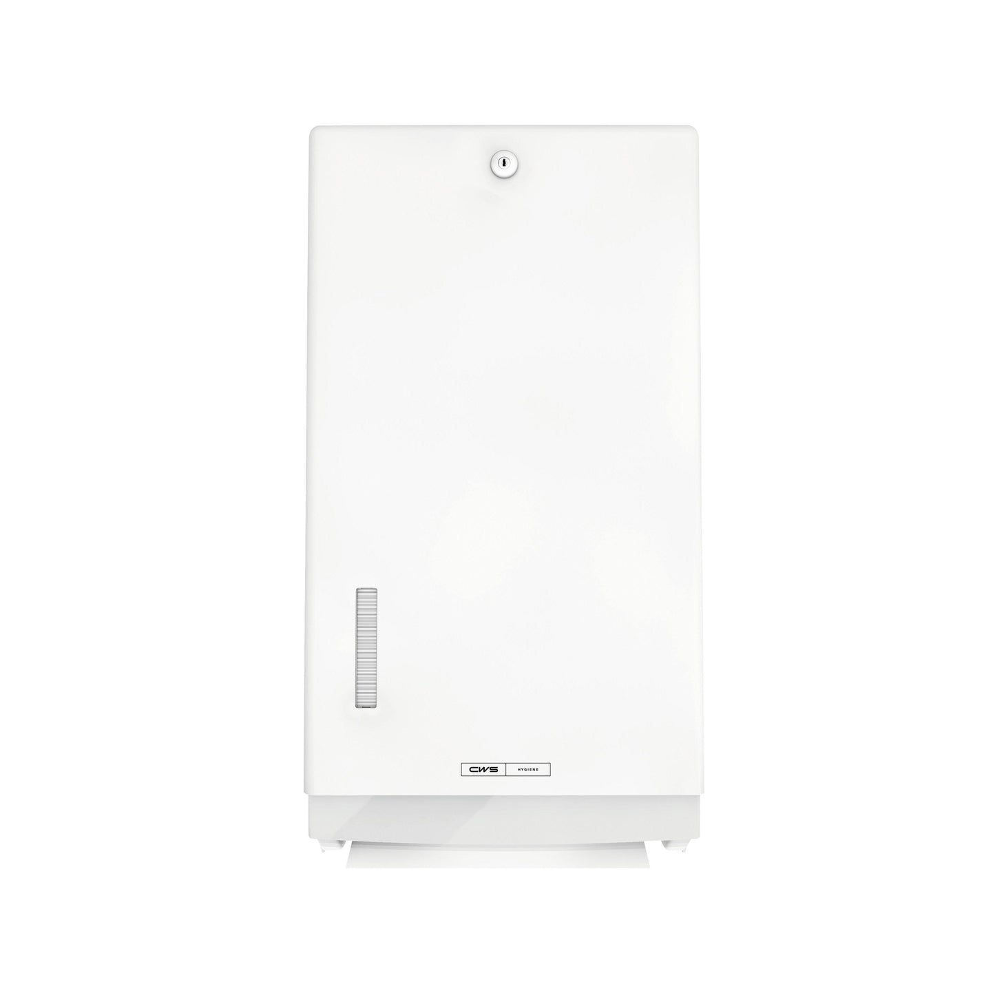 Η χάρτινη πετσέτα CWS ParadiseLine Paper Universal, λευκή, με κλειδαριά και παράθυρο προβολής στα αριστερά, επιτρέπει το υγιεινό στέγνωμα των χεριών με καθολικές χάρτινες πετσέτες.