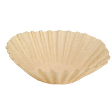 Ein einzelner Duni GmbH Kaffeefilter Brewmatic, 1,8 l, Ø110 mm aus braunem Papier (Packung: 250 Stück) ist auf weißem Hintergrund zu sehen. Der unbenutzte Filter hat geriffelte Seiten und einen flachen Boden - ideal für frischen Kaffeegenuss.