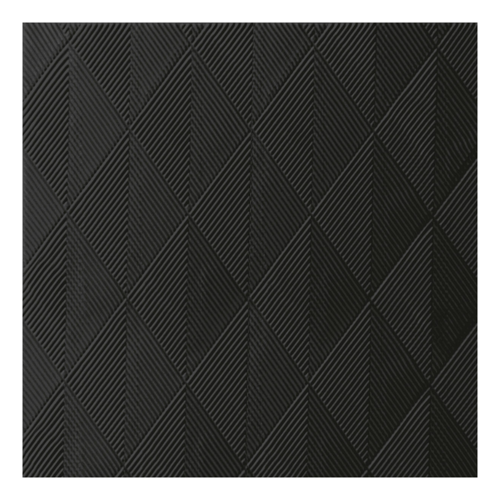 Η χαρτοπετσέτα Duni Elegance® Crystal στο μέγεθος 40 x 40 cm σε μαύρο χρώμα διαθέτει δομημένη επιφάνεια με ανάγλυφα, ρομβοειδή τμήματα. Κάθε ρόμβος περιέχει τέσσερα μικρότερα τρίγωνα σε έναν εκλεπτυσμένο γεωμετρικό σχεδιασμό σε ομοιόμορφο σκούρο γκρι ή μαύρο χρώμα από την Duni GmbH. Η συσκευασία περιέχει 40 χαρτοπετσέτες.
