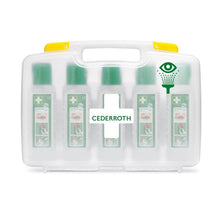 Η Cederroth Augenspülung (5x500ml) στη φορητή θήκη από την Orkla Wound Care AB προσφέρει πέντε φιάλες σε μια διαφανή βαλίτσα με κίτρινη λαβή - τέλεια επισημασμένη και ιδανική για πλύση ματιών στον εργασιακό χώρο. REF 7255 αντικατάσταση | Συσκευασία (1 τεμάχιο).