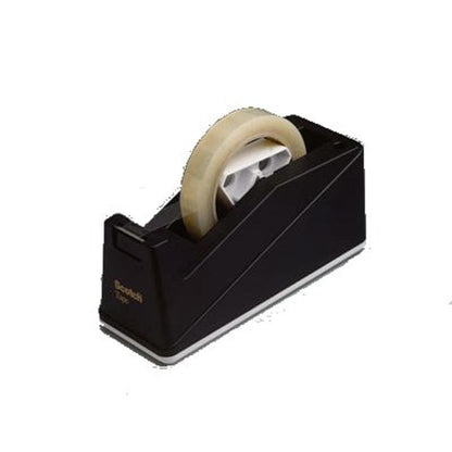 Ο επιτραπέζιος διανομέας ταινίας Scotch™ C10 από την 3M Deutschland GmbH σε Μαύρο κρατάει ένα ρολό ταινίας και διαθέτει οδοντωτή άκρη κοπής - ιδανικό για γραφεία ή χώρους εργασίας. 1 διανομέας ανά συσκευασία.