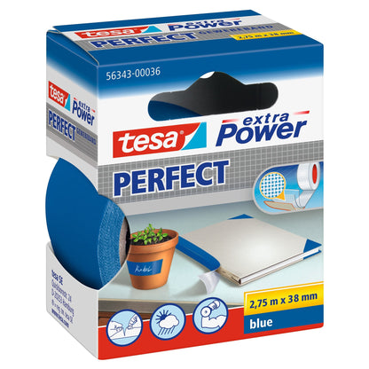 tesa extra Power Perfect Gewebeband blau, 2,75 m x 38 mm