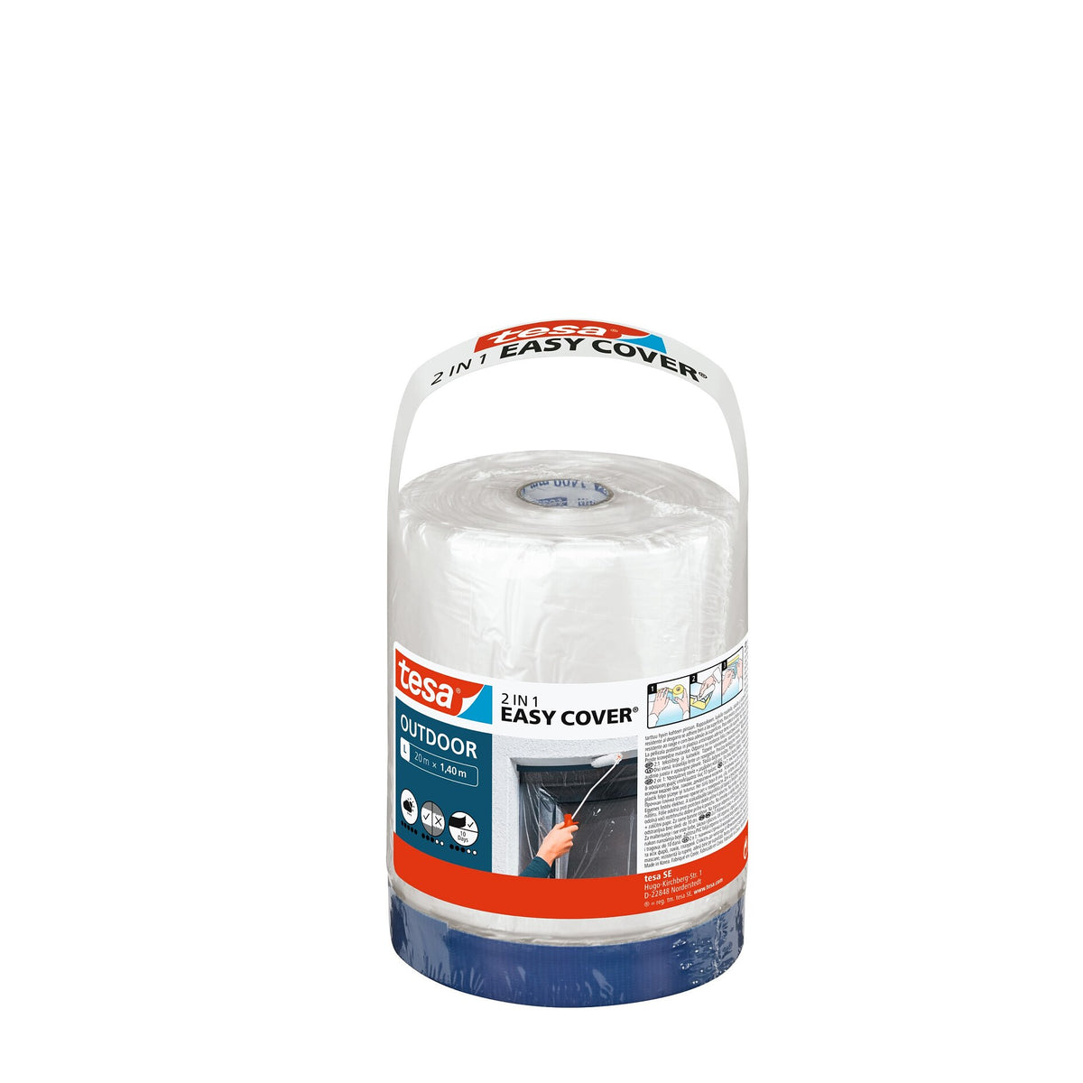 tesa Easy Cover Outdoor Refill, L, 20 m x 1,4 m, ultramarin blau