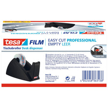 tesa 57421 Easy Cut Tischabroller, leer, für Rollen bis 33m x 19mm, schwarz