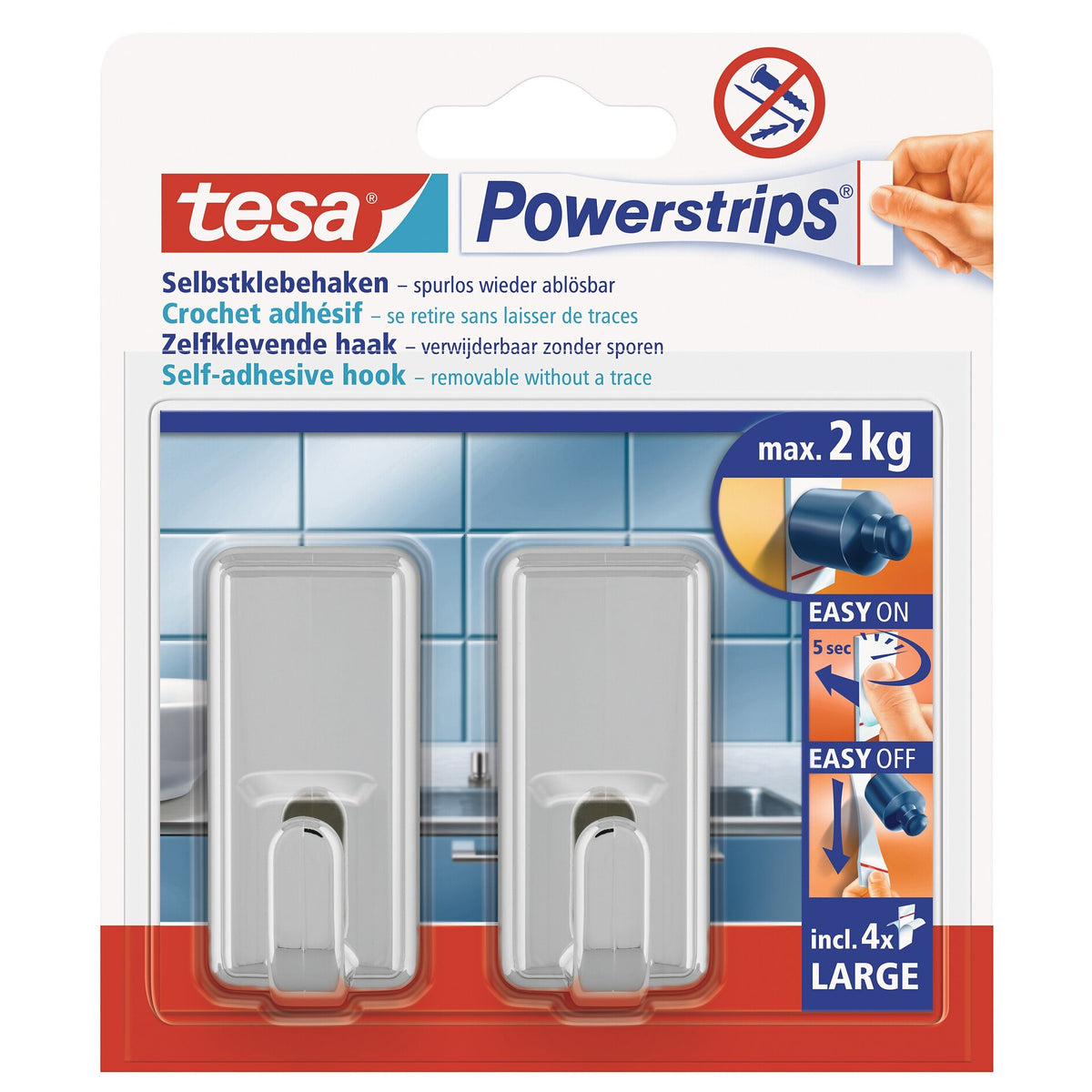 tesa Powerstrips Haken Large Classic chrom