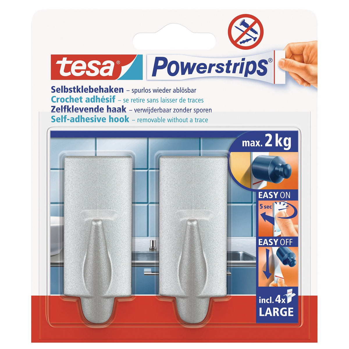 tesa Powerstrips Haken Large Trend mattchrom