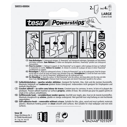 tesa Powerstrips Haken Large Trend mattchrom