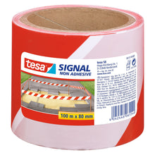 tesa 58137PE Signal Μη αυτοκόλλητη ταινία αποκλεισμού, 100 m x 80 mm, κόκκινο-λευκό
