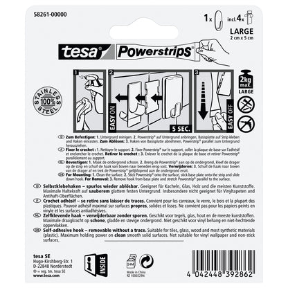 tesa Powerstrips Haken L Metall Oval, weiß