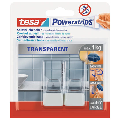 tesa Powerstrips Transparent Haken LARGE transparent