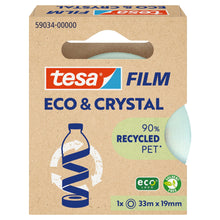 tesafilm Eco & Crystal, διαφανές, σε αναδιπλούμενο κουτί με κρεμάστρα, 33 m x 19 mm