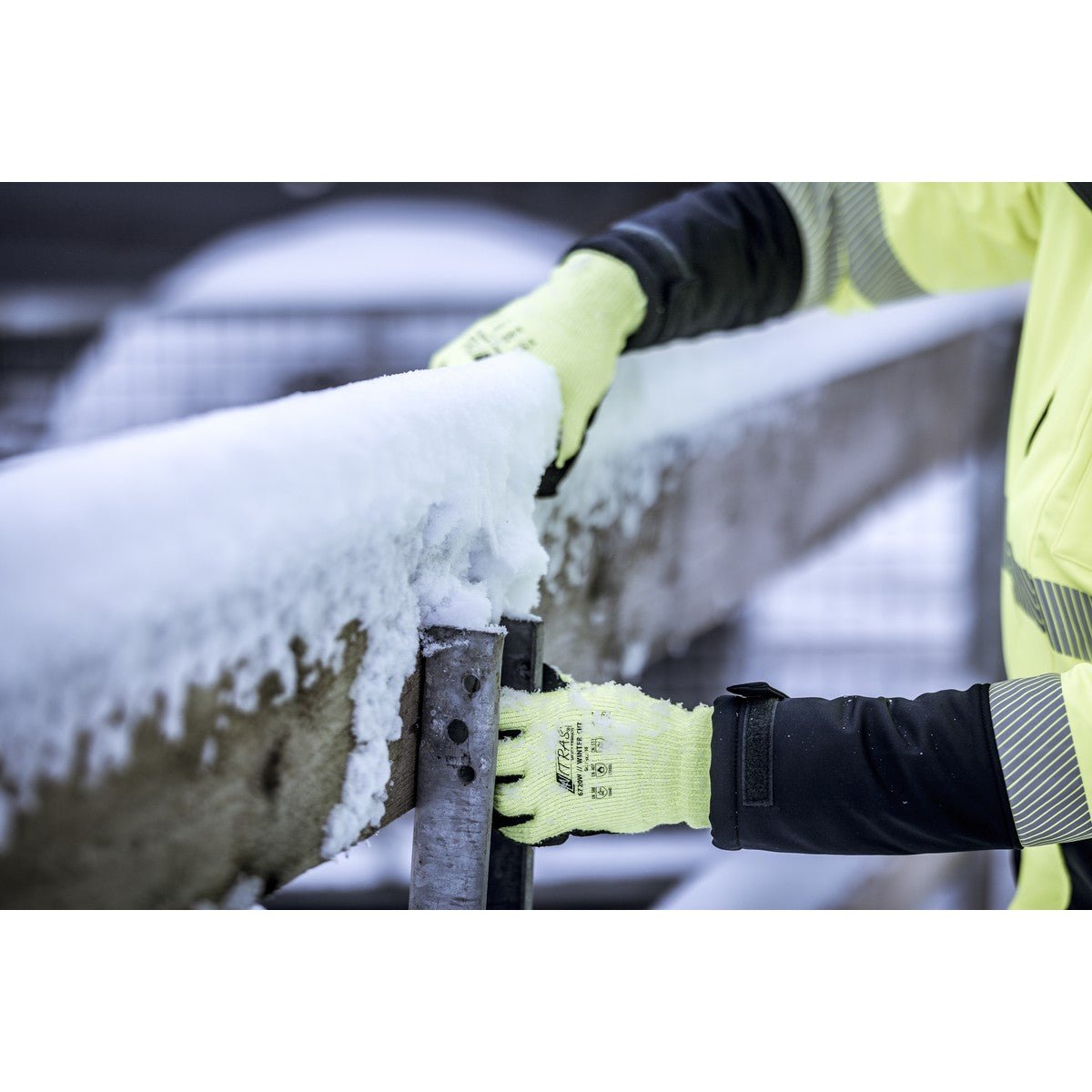 NITRAS TAEKI WINTER CUT, γάντια προστασίας κοπής, νέον κίτρινο / μαύρο