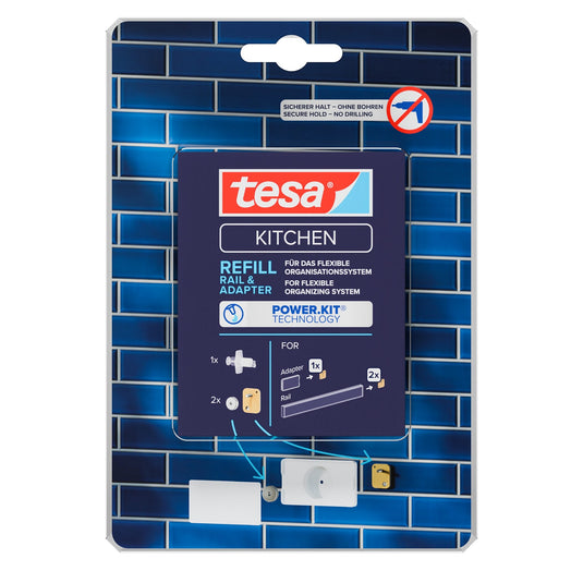tesa Power.Kit: Συσκευασία αναπλήρωσης για σετ οργάνωσης κουζίνας – Ράγα και προσαρμογέας