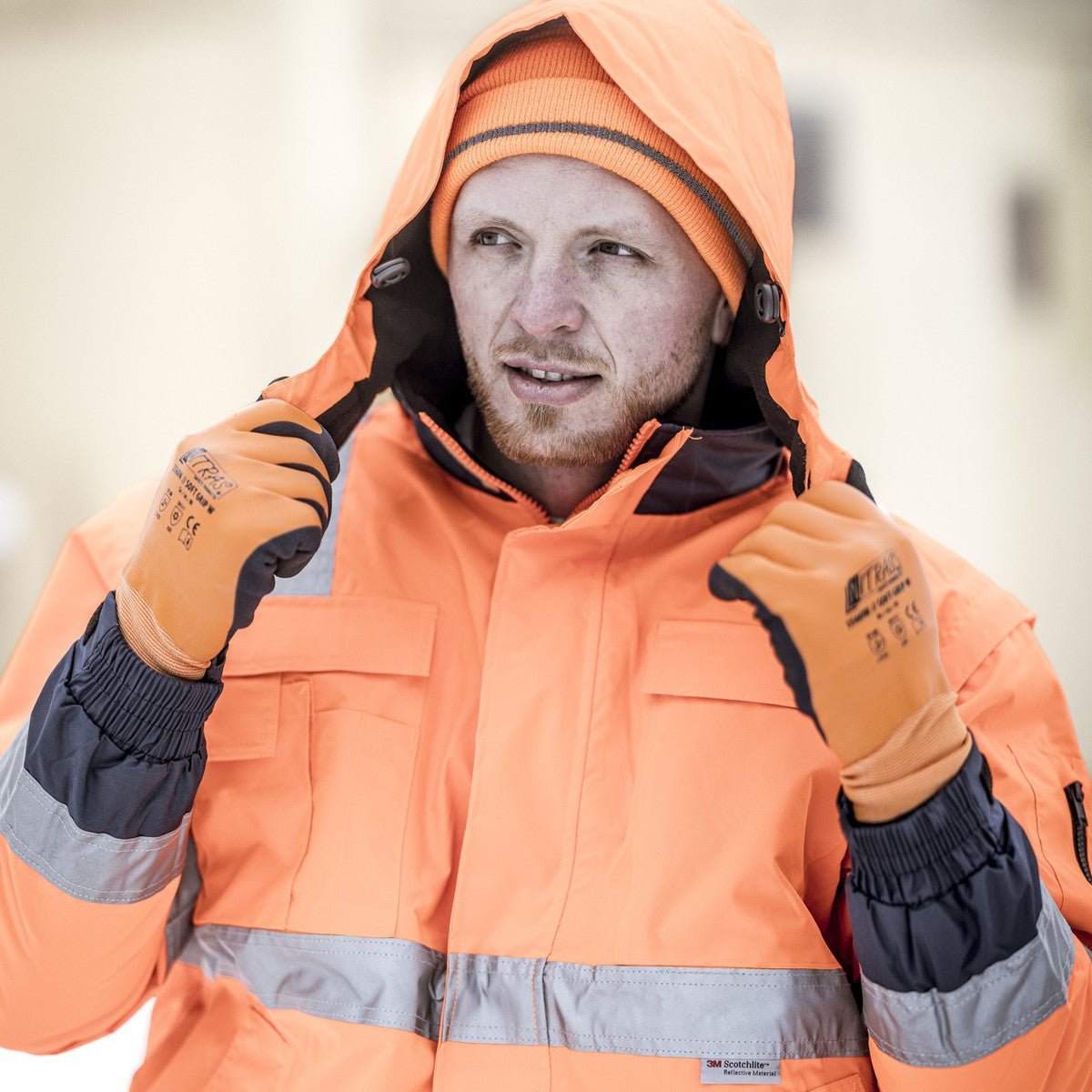 NITRAS αφαιρούμενη χειμερινή κουκούλα, νέον πορτοκαλί, OEKO-TEX πολυεστέρας: 100% | Συσκευασία (1 τεμάχιο)