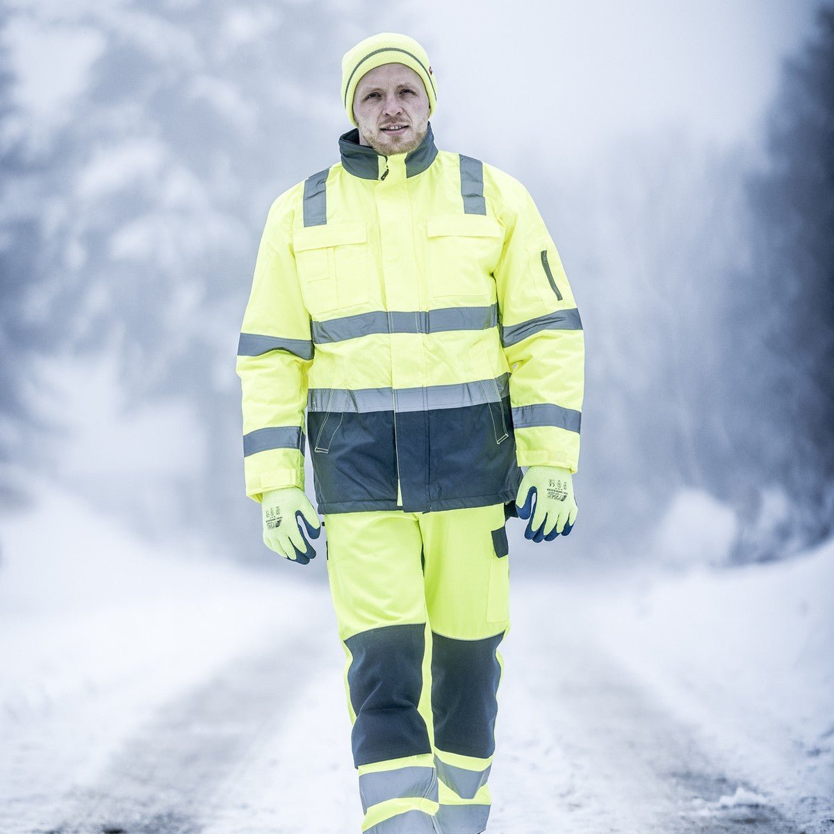 NITRAS MOTION TEX VIZ, parka υψηλής ορατότητας, neon yellow / navy blue