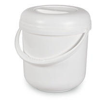 Der Nölle Profi Brush Deckeleimer, 10L weißer Kunststoff mit Deckel und Griff, ideal für Malerarbeiten, abgebildet auf weißem Hintergrund.