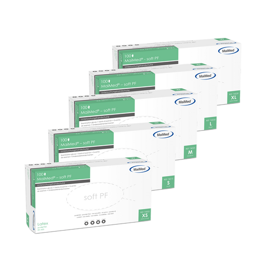 MaiMed-soft PF latex γάντια εξέτασης μη αποστειρωμένα χωρίς πούδρα 100 τεμάχια/κιβώτιο