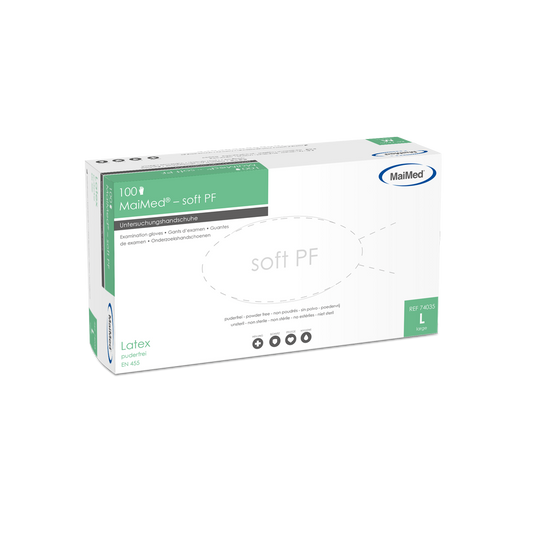 MaiMed-soft PF latex γάντια εξέτασης μη αποστειρωμένα χωρίς πούδρα 100 τεμάχια/κιβώτιο