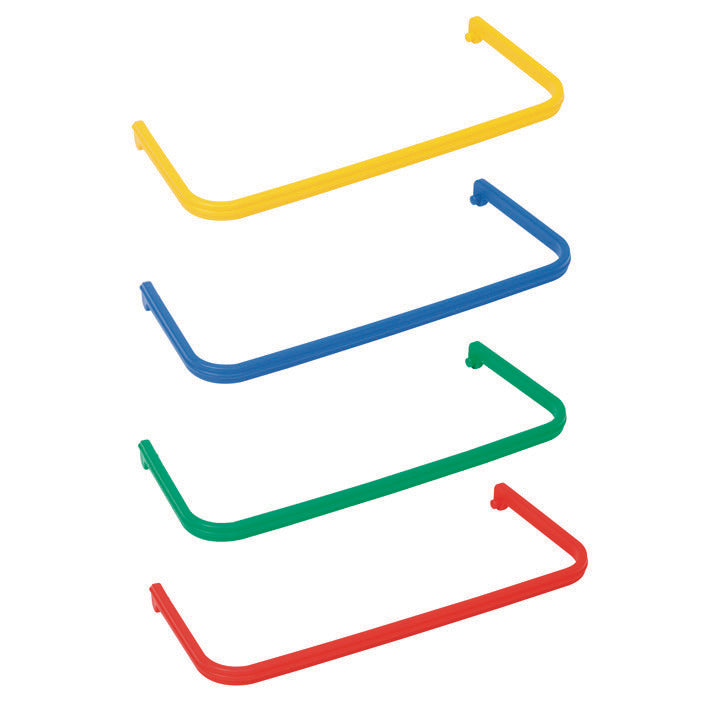 Der TASKI Eimerbügel farbcodiert von Diversey Deutschland GmbH & Co. OHG, passend zu 7- und 12-Liter-Eimern (7517242, 7517299), zeigt sich in den Farben gelb, blau, grün und rot mit einer gebogenen rechteckigen Form und abgerundeten Ecken. Packung: 1 Stück.