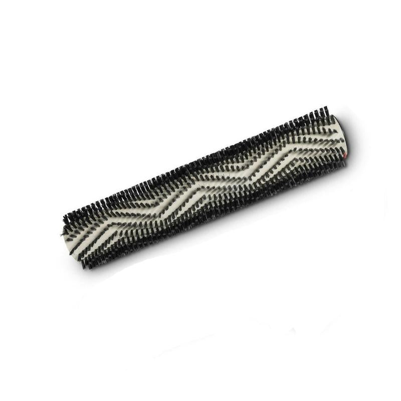 Η TASKI Ultimaxx κυλινδρική βούρτσα (55cm) από την Diversey Deutschland GmbH & Co. OHG, μια ανταλλακτική κυλινδρική βούρτσα για τη σειρά TASKI Ultimaxx RB, έχει μαύρες, κυματιστές τρίχες σε λευκό πυρήνα για την αύξηση της αποδοτικότητας καθαρισμού· απεικονίζεται σε λευκό φόντο.