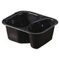 Το Duni GmbH PP-Schälchen 2 Schwarz PP 138x114x53, απεικονίζεται άδειο σε λευκό φόντο, είναι ένα μαύρο μπολ δύο θαλάμων (συσκευασία: 480 τεμάχια), ιδανικό για τη συσκευασία έτοιμων γευμάτων ή κατεψυγμένων τροφίμων στη γαστρονομία.