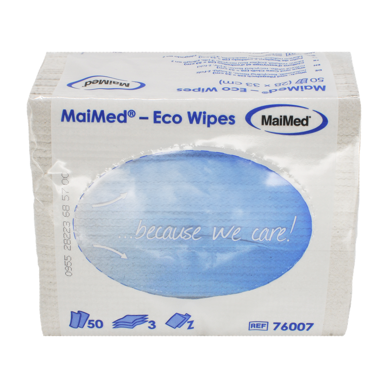 MaiMed- Eco Wipes - πανί σκουπίσματος & περιποίησης, 28x33cm ανακυκλωμένο χαρτομάντιλο, φυσικό λευκό, 3 στρώσεις, 50 τεμάχια/συσκευασία | Συσκευασία (50 τεμάχια)