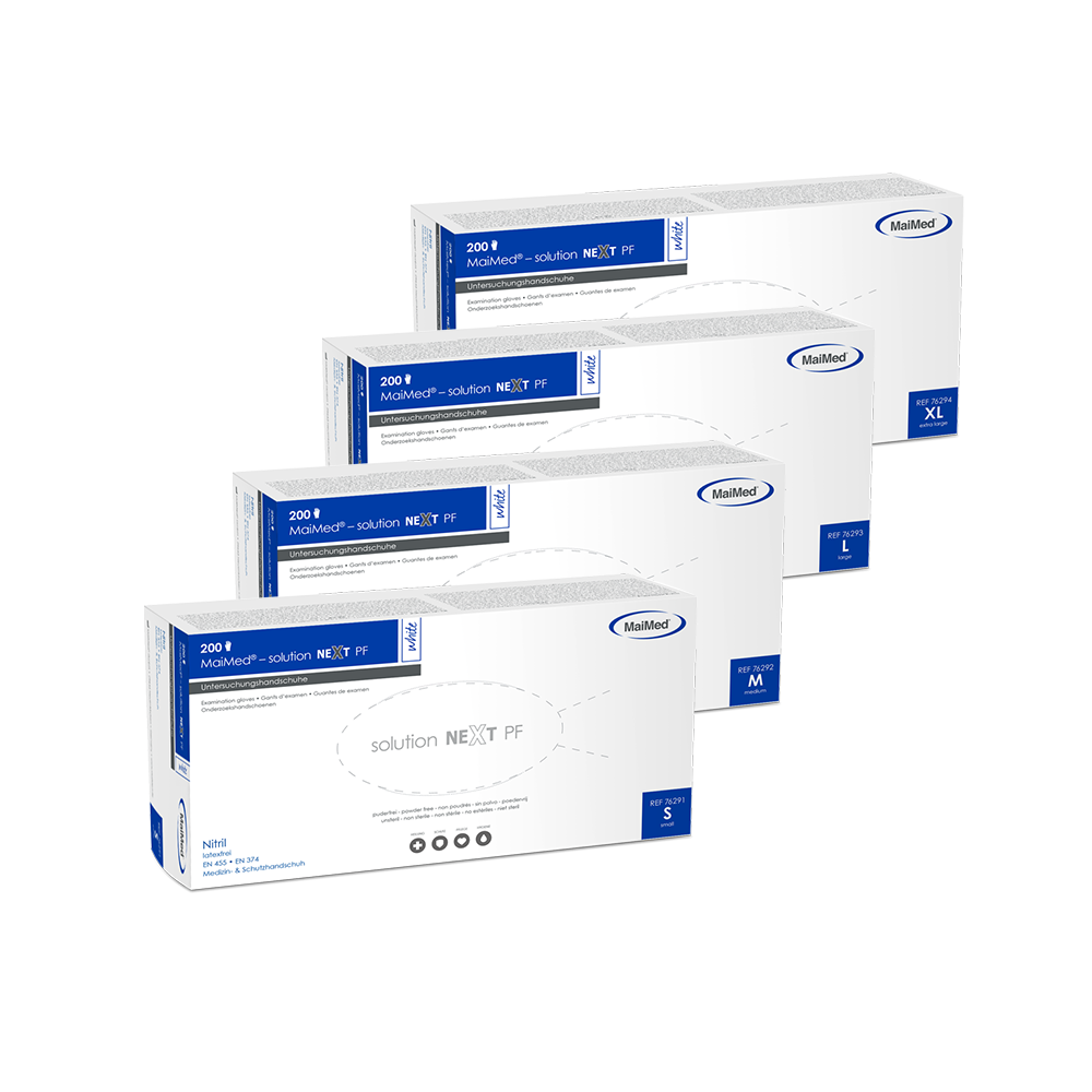 MaiMed-solution next λευκά γάντια νιτριλίου, μη αποστειρωμένα, χωρίς λάτεξ, 200 τεμάχια/κουτί