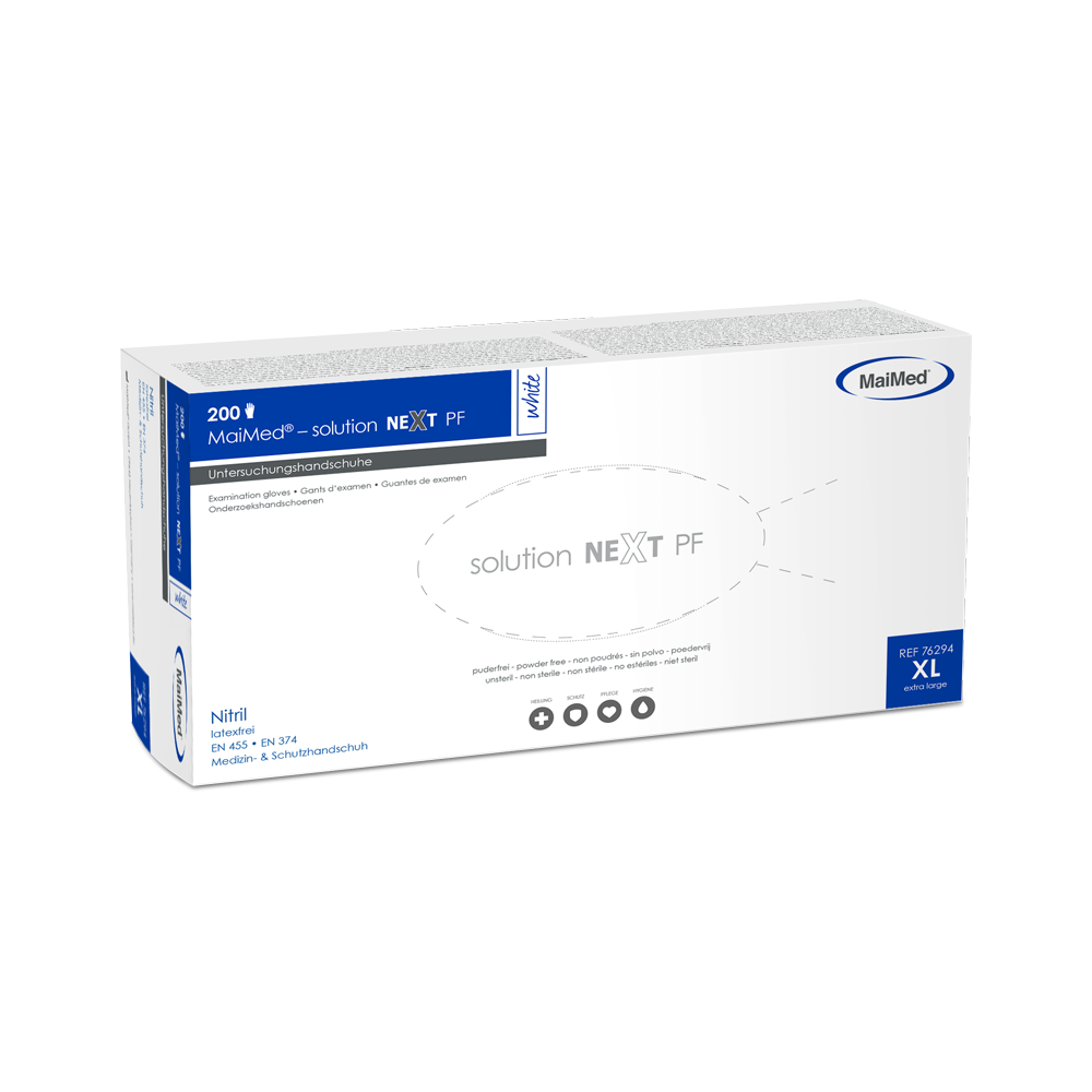 MaiMed-solution next λευκά γάντια νιτριλίου, μη αποστειρωμένα, χωρίς λάτεξ, 200 τεμάχια/κουτί