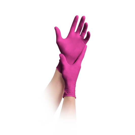 Γάντια MaiMed-solution100 χωρίς λάτεξ, ματζέντα, μη αποστειρωμένα, χωρίς πούδρα