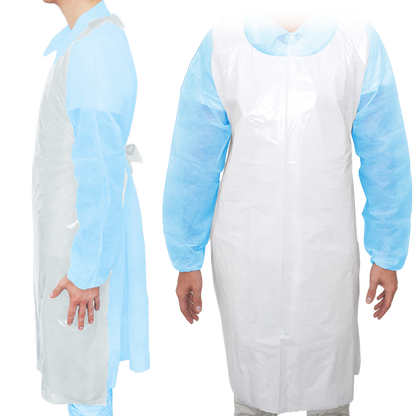 MaiMed-Apron Light PE, ποδιά από PE 75x120cm λευκή, 100 τεμάχια/συσκευασία, φραγμένη, λεία επιφάνεια | Συσκευασία (100 τεμάχια)