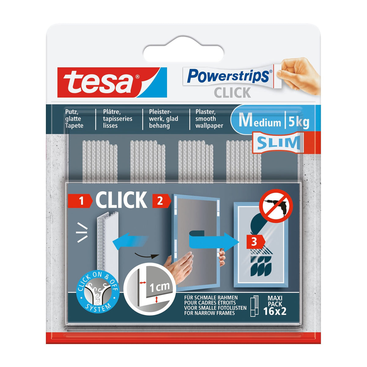 tesa Powerstrips Click Klett-Klebepads, weiß, 8 Stück