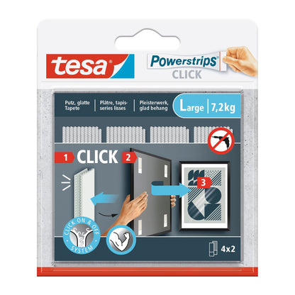 tesa Powerstrips Click Klett-Klebepads, weiß, 4 Paare