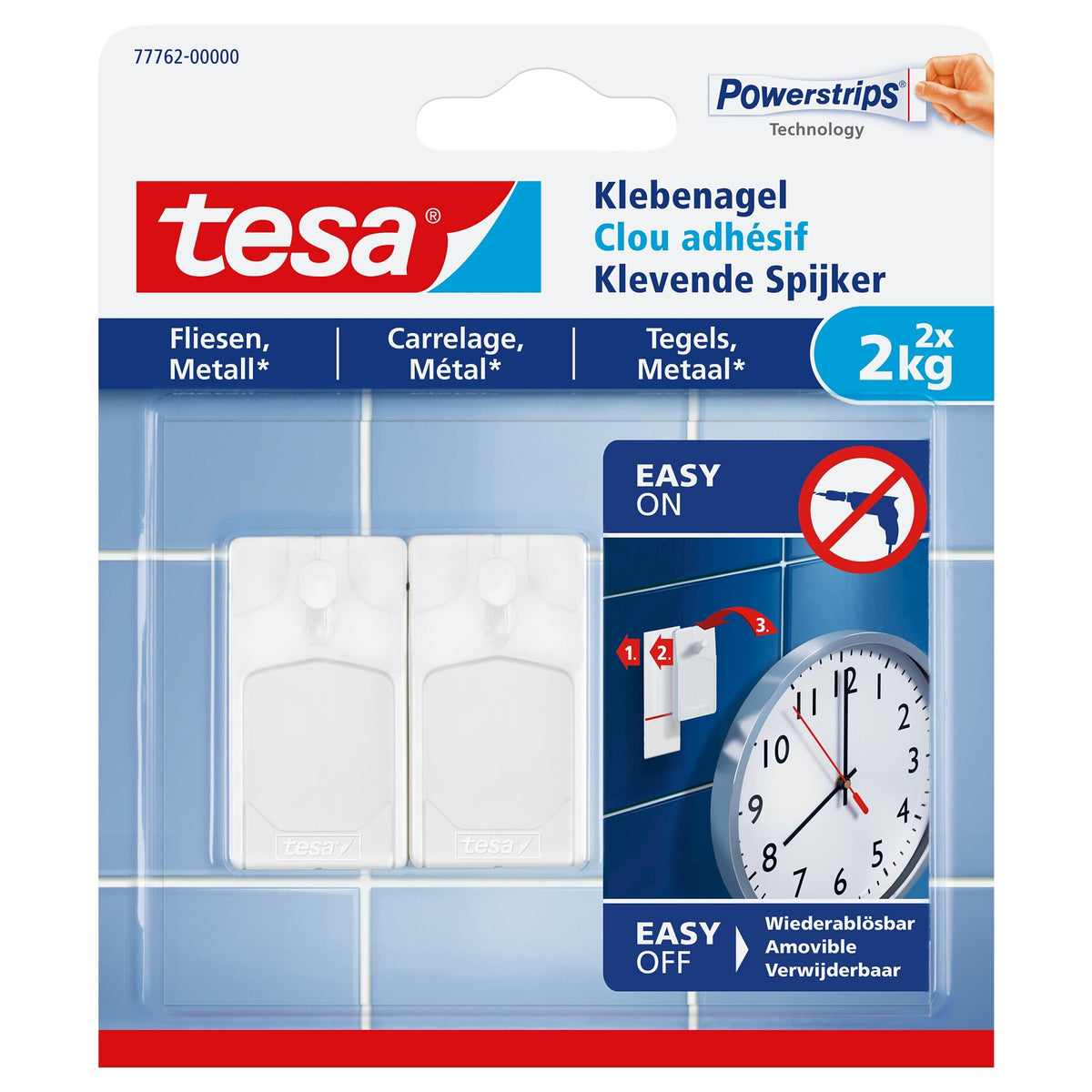 tesa Klebenagel für Fliesen und Metall, weiß, bis 2 kg