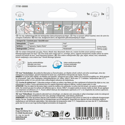tesa Deckenhaken für Tapeten & Putz, weiß, bis 0,5 kg