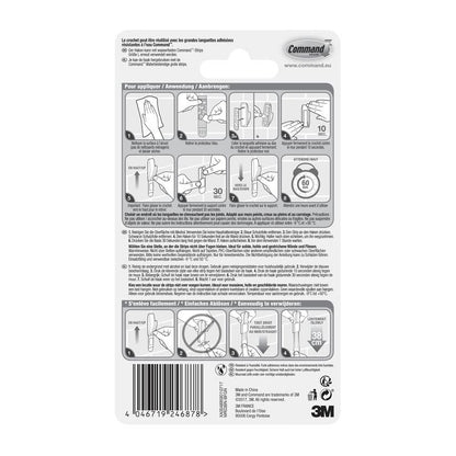 Στην πίσω πλευρά της συσκευασίας Command™ Bad Metallhaken "Modern Reflection" (3M Deutschland GmbH) θα βρείτε εικονογραφημένες οδηγίες για την τοποθέτηση/αφαίρεση των αυτοκόλλητων ταινιών, συμβουλές εφαρμογής, πολυγλωσσικές πληροφορίες προϊόντος, το barcode και πληροφορίες κατασκευαστή στο κάτω μέρος.