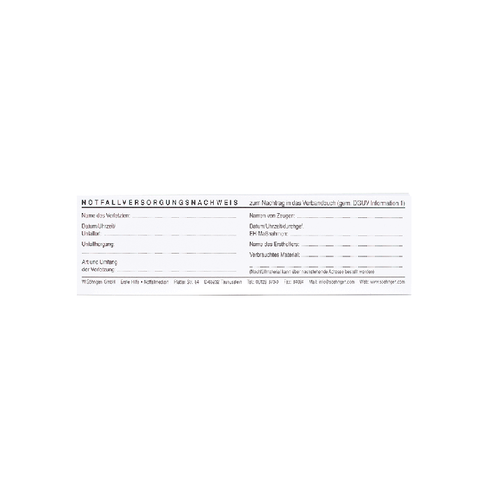 Notfallversorgungsnachweis Block mit 40 Seiten
