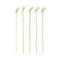 Πέντε PAPSTAR 250 Fingerfood - Picker "pure" καλαμάκια κοκτέιλ από μπαμπού της PAPSTAR GmbH, το καθένα με δεμένο θηλιά στην κορυφή, στέκονται όρθια μπροστά από ένα απλό λευκό φόντο.