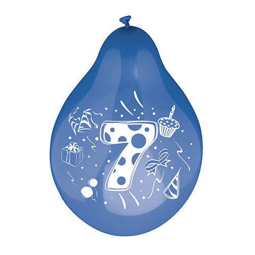 Τα PAPSTAR 6 μπαλόνια αριθμών Ø 25 cm πολύχρωμα ταξινομημένα από την PAPSTAR GmbH περιλαμβάνουν πολύχρωμα μπαλόνια αριθμών με λευκά μοτίβα cupcake, κουτί δώρου, κομφετί, κορδέλες και καπέλα πάρτι.