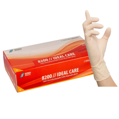 NITRAS IDEAL CARE, γάντια μιας χρήσης latex, φυσικό χρώμα
