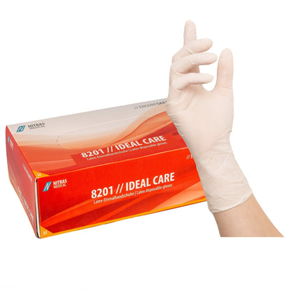 NITRAS IDEAL CARE, λάτεξ γάντια μιας χρήσης, λευκά