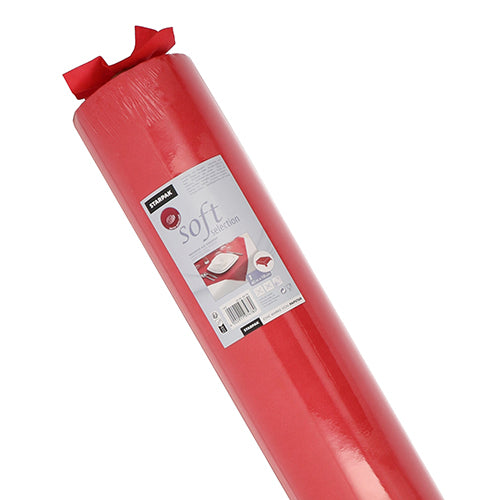 Ένα ρολό τραπεζομάντηλο Starpak, παρόμοιο με ύφασμα, Vlies «Soft Selection» με ετικέτα μάρκας με εικόνες και λεπτομέρειες προϊόντος. Προσφέρει υψηλής ποιότητας εμφάνιση και αίσθηση που μοιάζει με ύφασμα της γνωστής μάρκας Starpak.