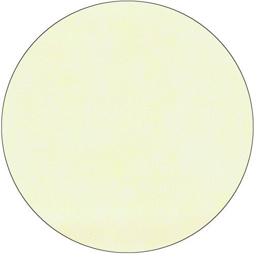 Ένας απλός, ανοιχτοκίτρινος κύκλος με λεπτό μαύρο περίγραμμα σε λευκό, του οποίου το λείο και ομοιόμορφο χρώμα αντικατοπτρίζει το στυλ της μαλακής επιλογής του τραπεζομάντηλου Starpak, παρόμοιο με ύφασμα Vlies από την Starpak.