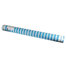 Το τραπεζομάντηλο PAPSTAR GmbH Airlaid-Rolle (Bayrisch Blau, 25 m x 1,18 m) διαθέτει ένα μπλε-λευκό μοτίβο και παραδίδεται σε συσκευασία συρρίκνωσης με ετικέτα στο ένα άκρο σε λευκό φόντο.