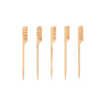 Πέντε PAPSTAR 250 δείκτες μπριζόλας 9 εκ. της PAPSTAR GmbH, ο καθένας με την εγχάραξη «WELL», είναι διατεταγμένοι σε σειρά, ιδανικοί για εστιατόρια, για να επισημαίνουν σαφώς τις καλοψημένες μπριζόλες.