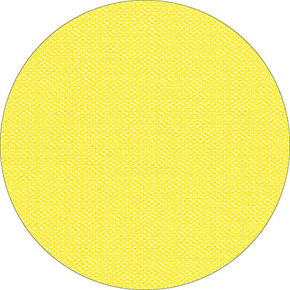 Ein einfarbiger gelber Kreis mit einem strukturierten, gewebten Muster, inspiriert von der Starpak Tischdecke "soft selection plus" von Starpak, wird auf weißem Hintergrund gezeigt.