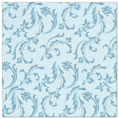 Οι 50 χαρτοπετσέτες «ROYAL Collection» (διπλωμένες σε 1/4, 40 x 40 εκ.) της PAPSTAR Τα GmbH σε τυρκουάζ χρώμα παρουσιάζουν ένα κομψό, ομοιόμορφο μοτίβο από λουλούδια και φύλλα, ιδανικό για τη διακόσμηση του τραπεζιού.