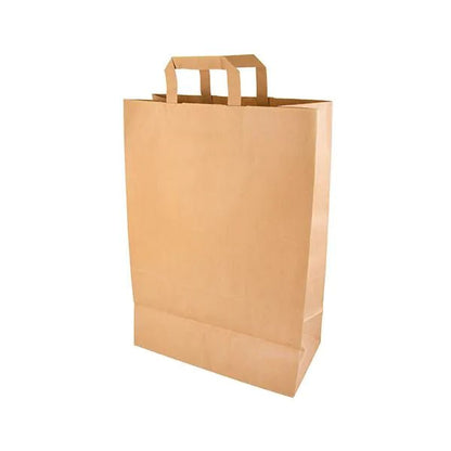 Μια PAPSTAR 50 τσάντα μεταφοράς, χαρτί με λαβή από PAPSTAR GmbH στέκεται όρθια σε λευκό φόντο. Η φιλική προς το περιβάλλον, αχρησιμοποίητη τσάντα έχει επίπεδο πυθμένα και δύο ορθογώνιες λαβές.