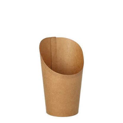 Οι PAPSTAR GmbH 50 Wrap Cups από καφέ χαρτί με λοξό άκρο είναι οικολογικά και ιδανικά για πάρτι και εκδηλώσεις. Το προϊόν βρίσκεται μπροστά σε λευκό φόντο.