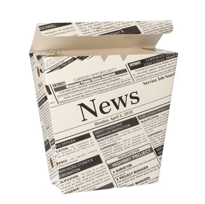Die PAPSTAR Pommes-Frites-Schütte "Newsprint" (50 Stück) der PAPSTAR GmbH ist eine Pappdose zum Mitnehmen mit Klappdeckel, die dem Zeitungsdruck nachempfunden ist - perfekt, um Pommes umweltfreundlich zu servieren.