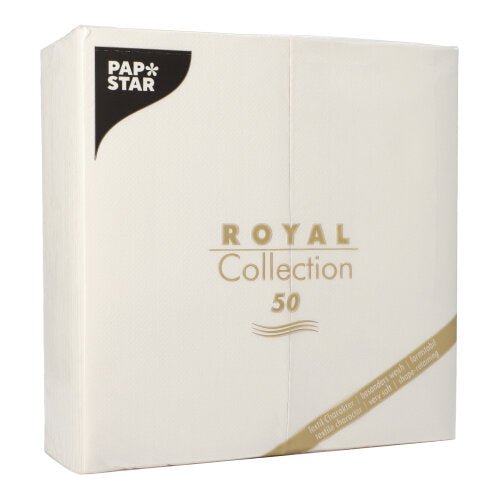 Η συλλογή ROYAL της PAPSTAR Το GmbH περιλαμβάνει 50 λευκές χαρτοπετσέτες (40x40 εκ., 1/8 πτυχή), οι οποίες, χάρη στο απλό και κομψό τους σχεδιασμό, είναι ιδανικές για ένα κομψά στρωμένο τραπέζι.